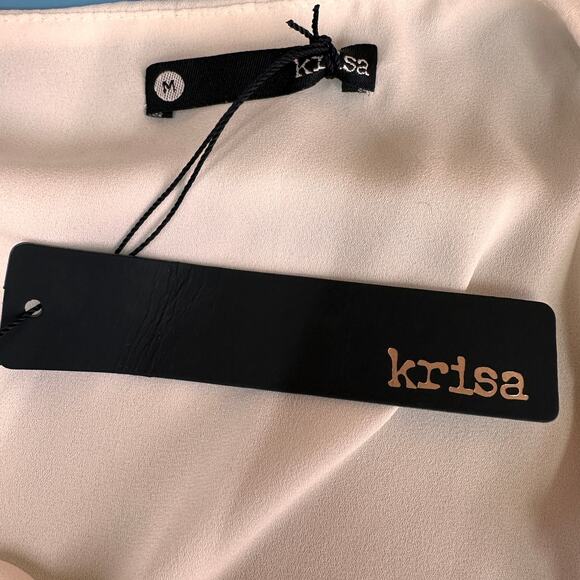 Krisa White Smocked Cami Mini Tie Strap Dress New with tags Size Medium - Picture 7 of 8